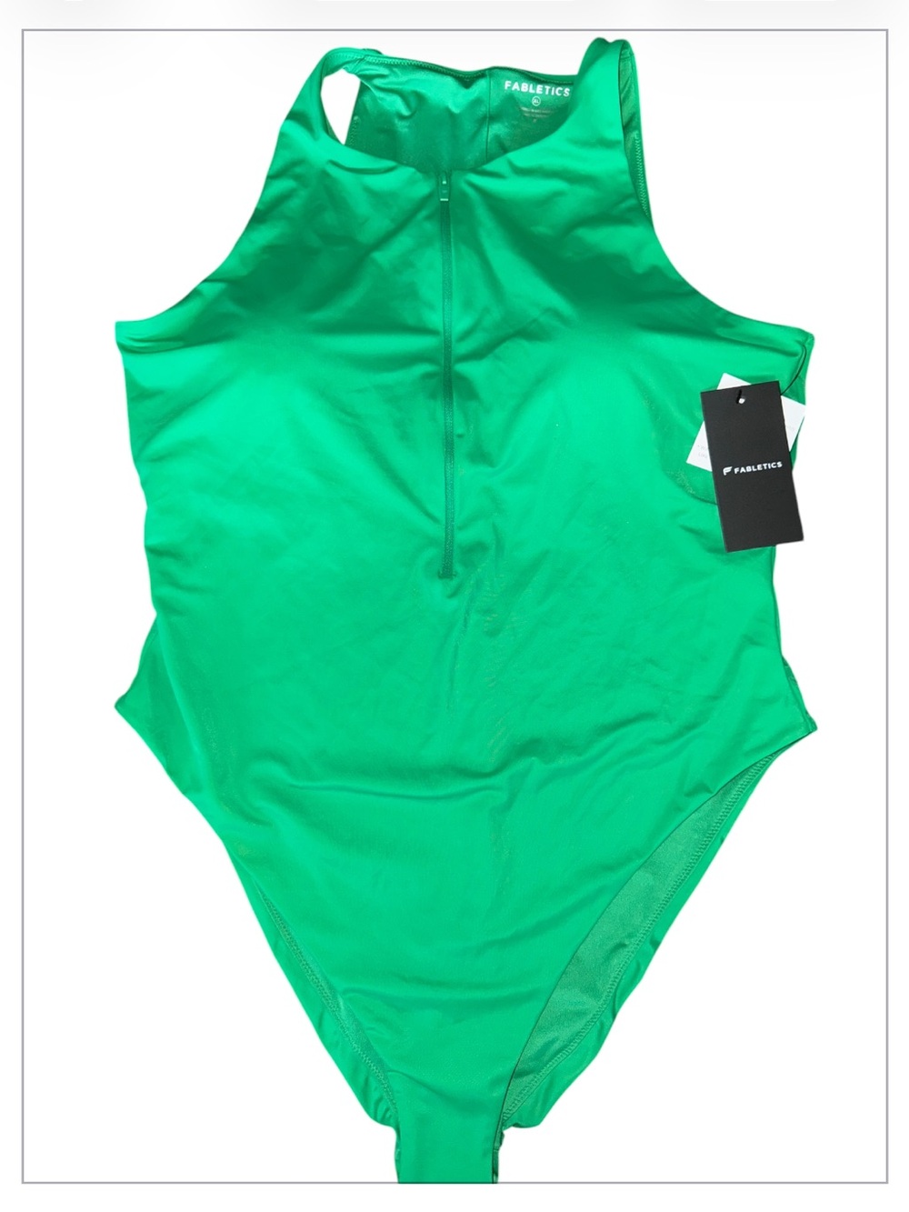 Fabletics Green Zip Front One Piece Swimsuit XL NWT Athletic Swim - Picture 2 of 13